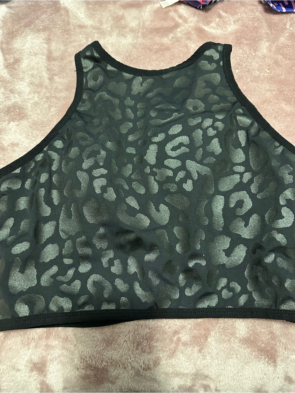 The Chestee Black Leopard-Print High Neck sports bra
